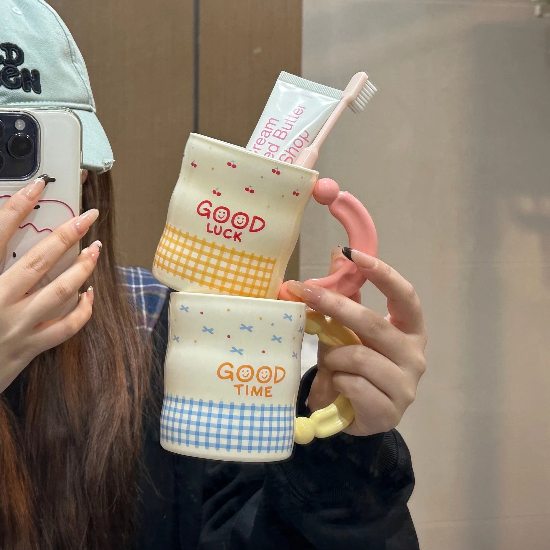 《6674》Ins可愛風塑膠漱口杯