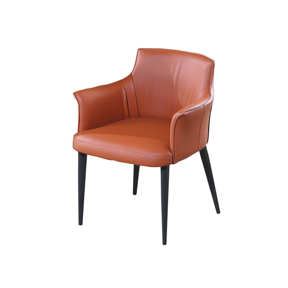 柏蒂家居-戈貝爾皮革扶手餐椅/休閒洽談椅(兩色可選-灰色/橘色)