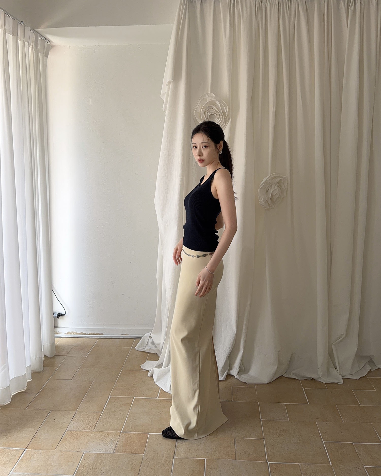 B4020 長腿半身西裙 / 鵝黃