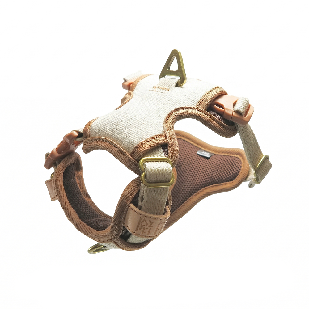 貓｜CoolFit 本色棉麻 3扣H型胸背帶 鎖扣升級版