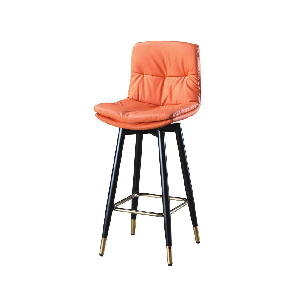 柏蒂家居-奧德奇皮革吧台椅/吧檯椅/休閒高腳椅(兩色可選-灰色/橘色)