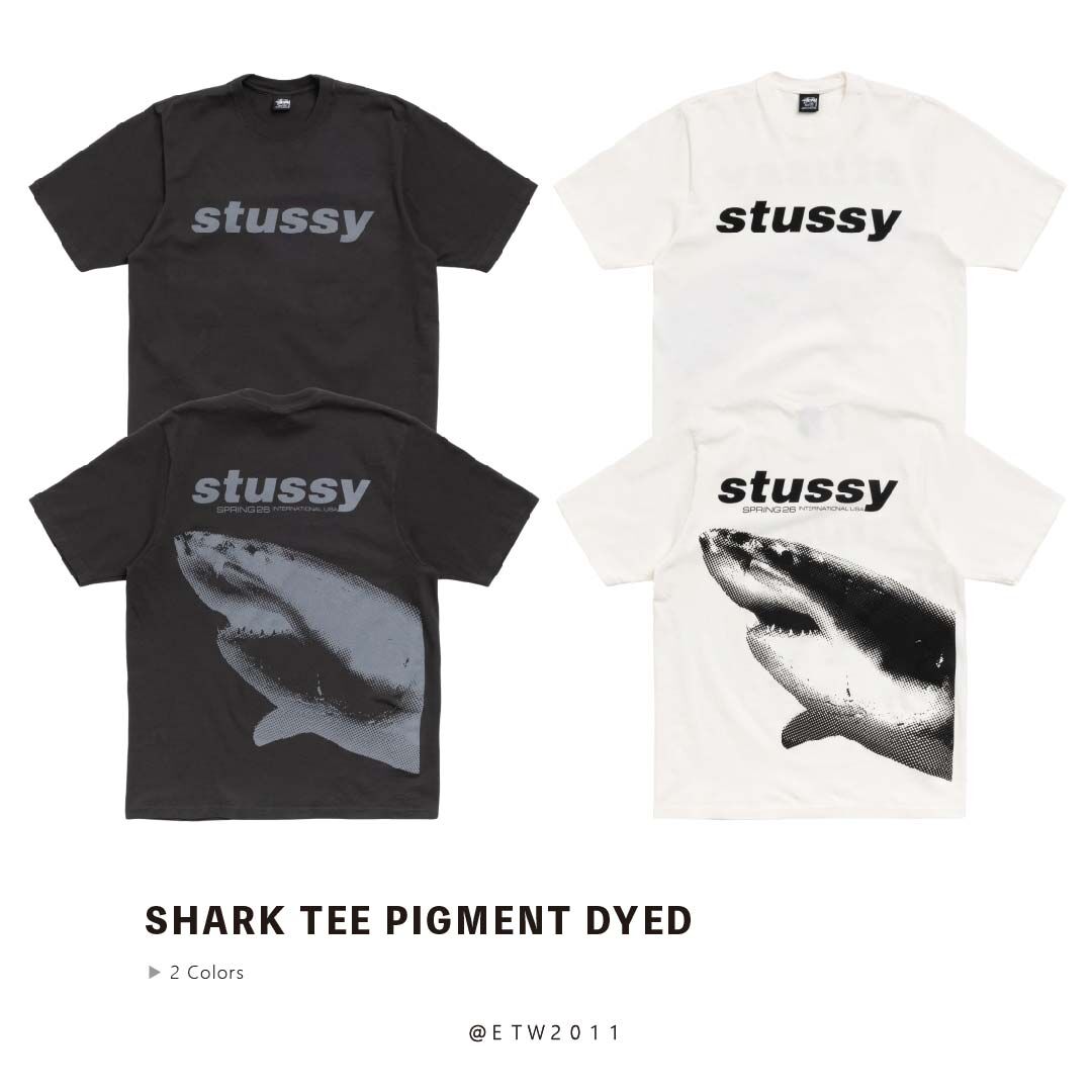 ☆ETW☆【EASY TO WEAR】Stussy 26SS SHARK TEE PIGMENT DYEDE 鯊魚 水洗 網點 短T