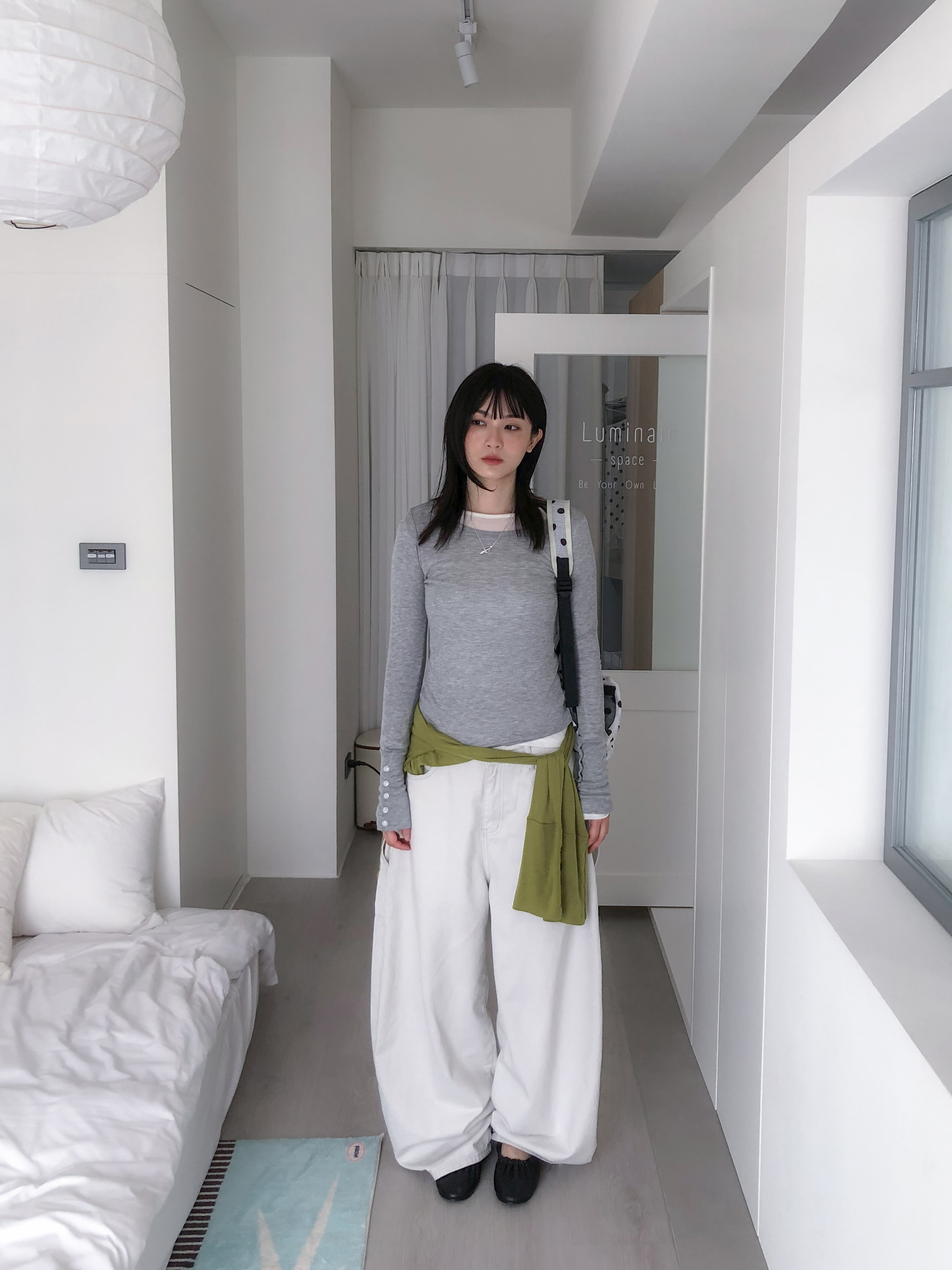 kangol wide balloon curved pants #長褲