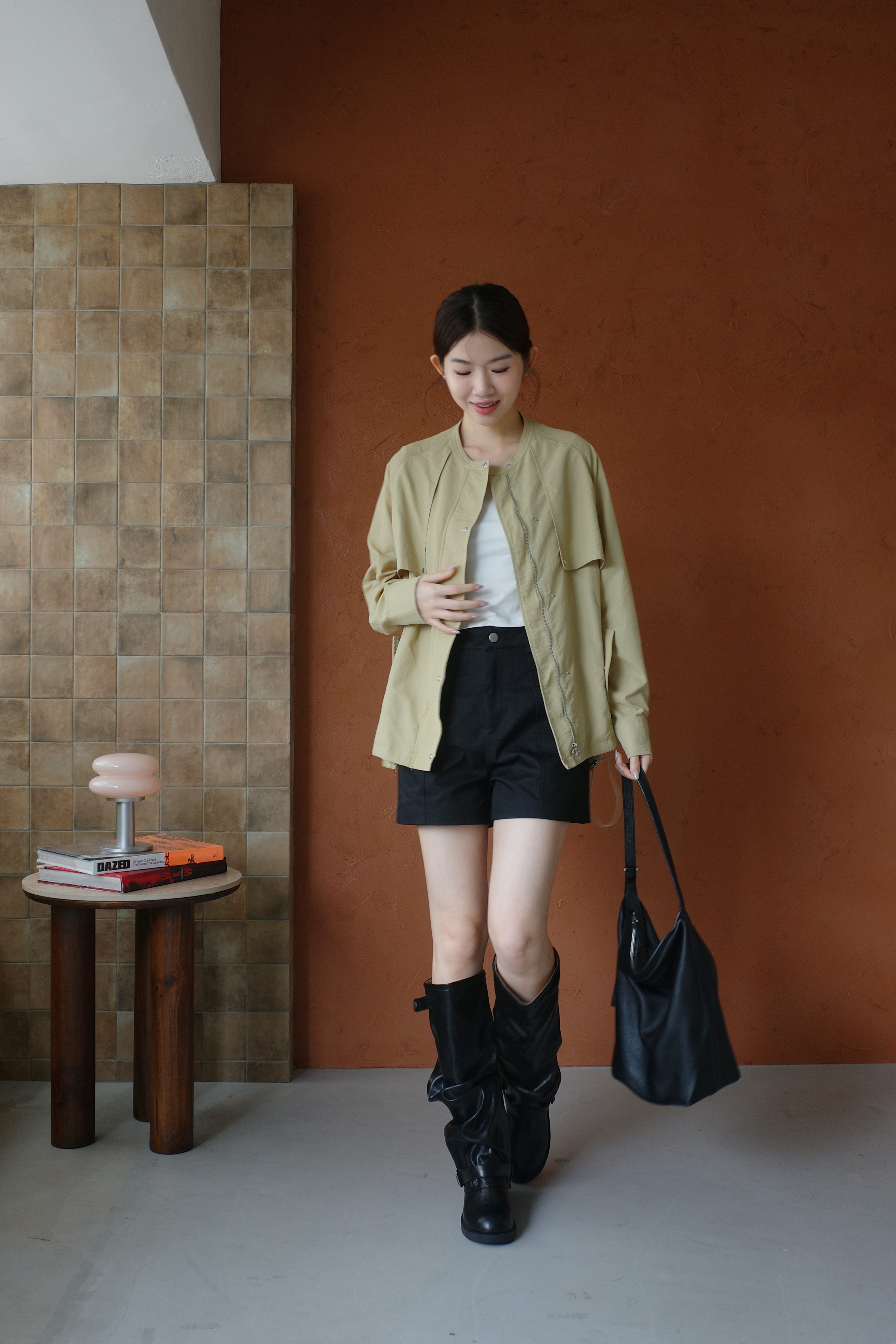 Gmade/免修圖 高腰順臀挺版西裝短褲-黑