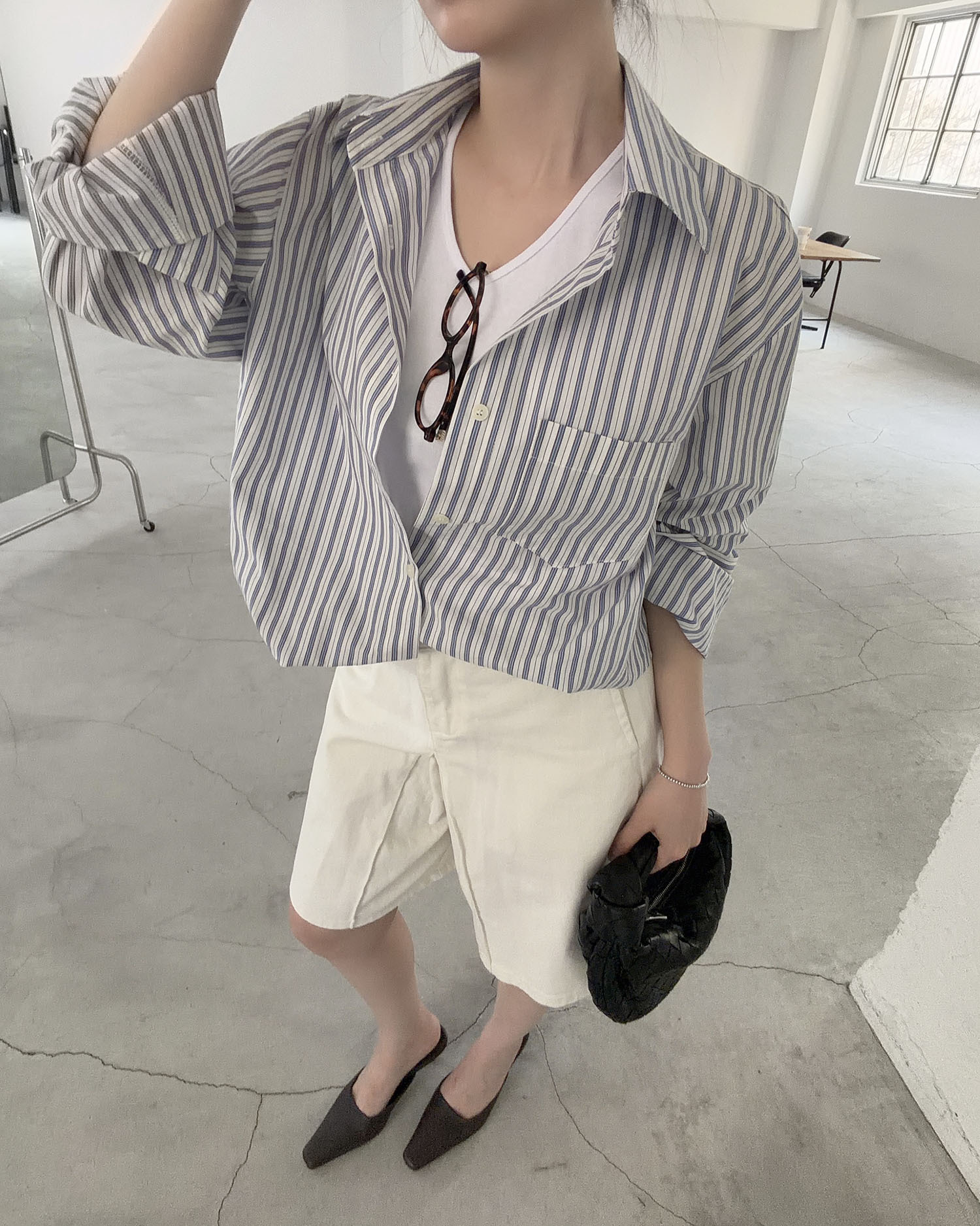 T4010 經典條紋襯衫 / 藍