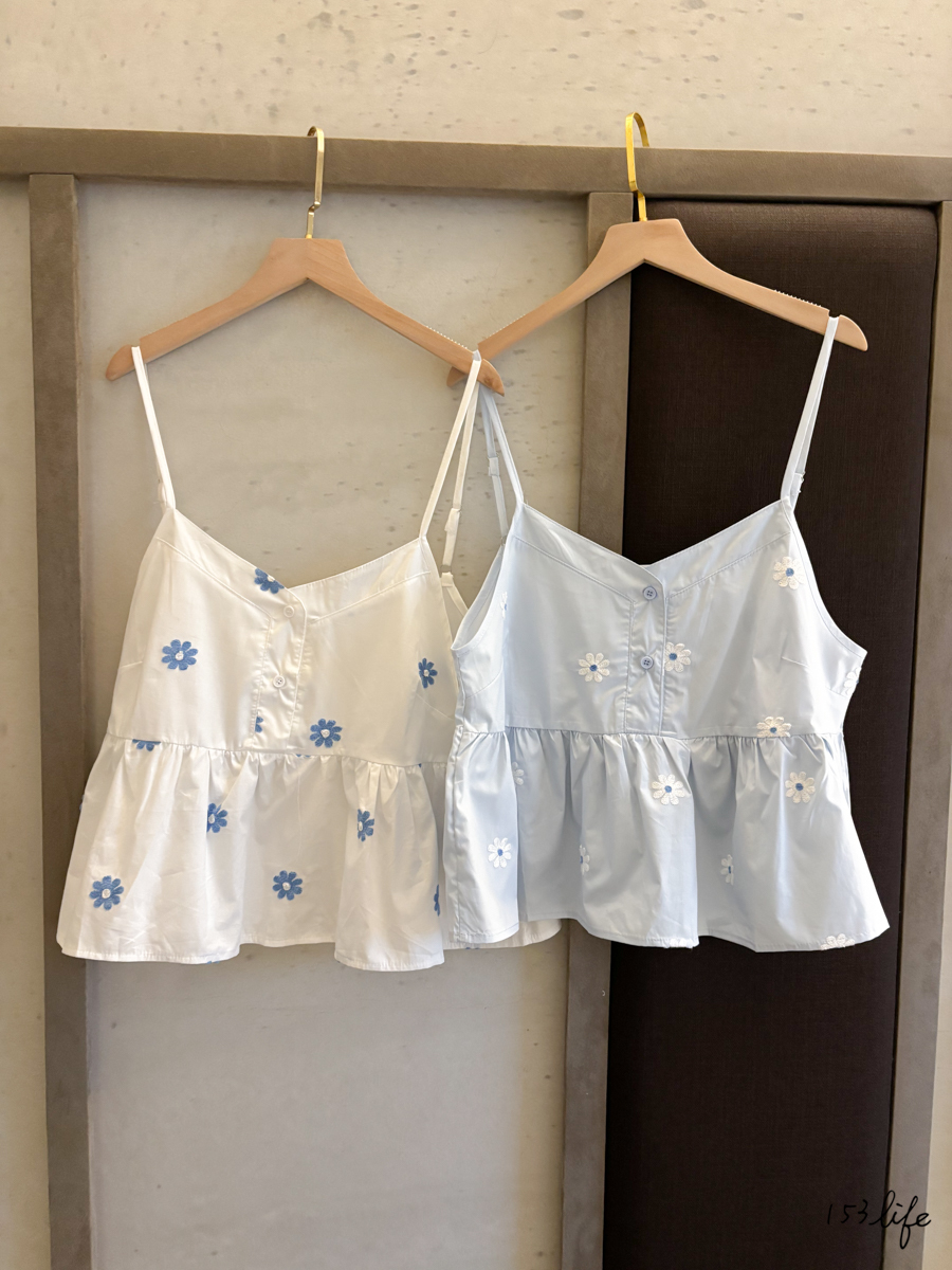 藍天刺繡小花雙面穿背心(2色)