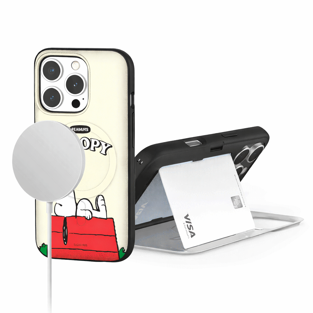 Snoopy - Magsafe Door Card Case - 磁吸翻蓋插卡槽防撞手機雙層保護殼 TY