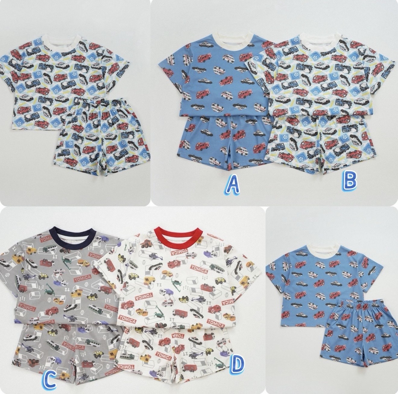 兒童Tom*ica 滿印車車圖案短袖套裝 - 2600194
