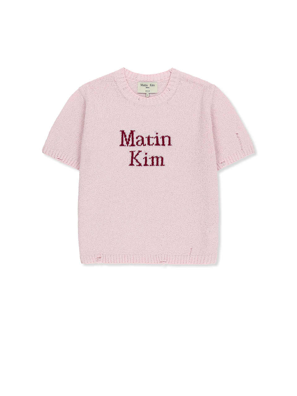 LOGO提花半袖針織上衣女款 粉紅色