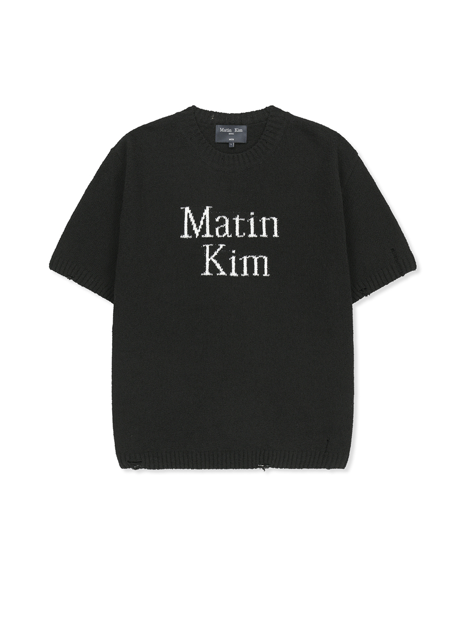 LOGO提花半袖針織上衣男款 黑色