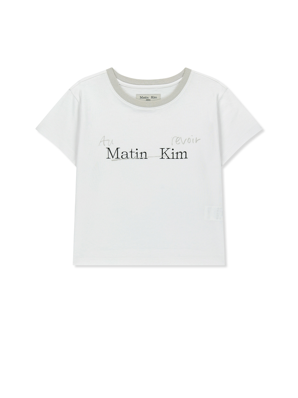 羅紋滾邊LOGO短版上衣 白色