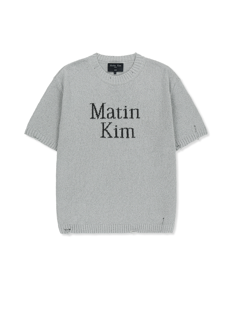 LOGO提花半袖針織上衣男款 淺灰