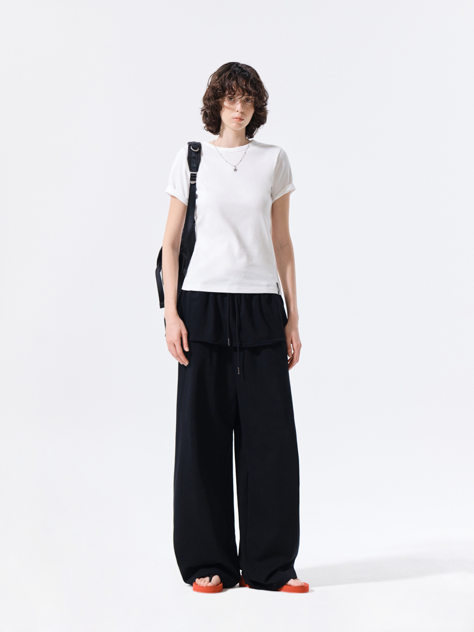 疊搭針織裙褲 黑色