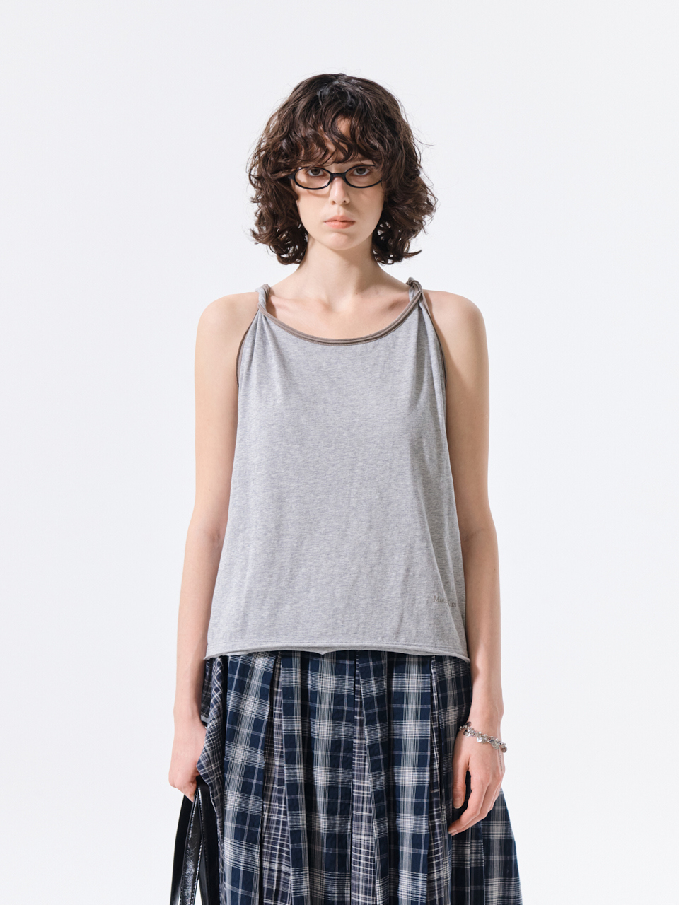 扭結細節無袖上衣 灰色