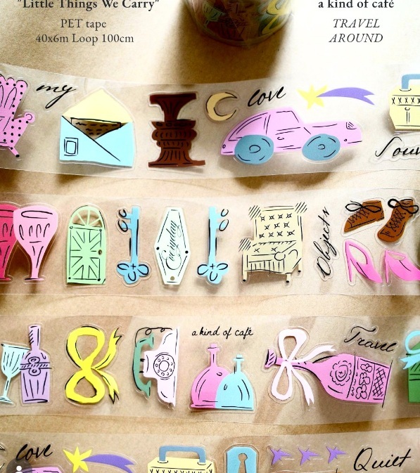 A Kind of cafe什物．隨行小物 4cm割型亮面PET膠帶 <整捲/分裝>