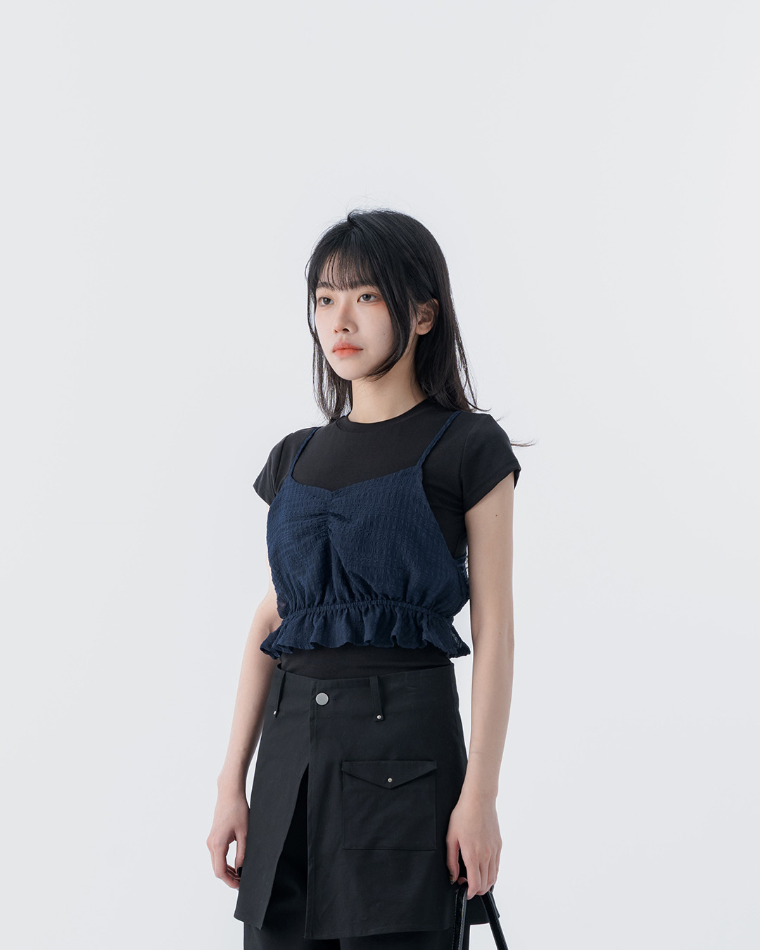 Ruffled V-neck spaghetti strap cover-up vest, available in two colors【01099588】in stock+pre-order