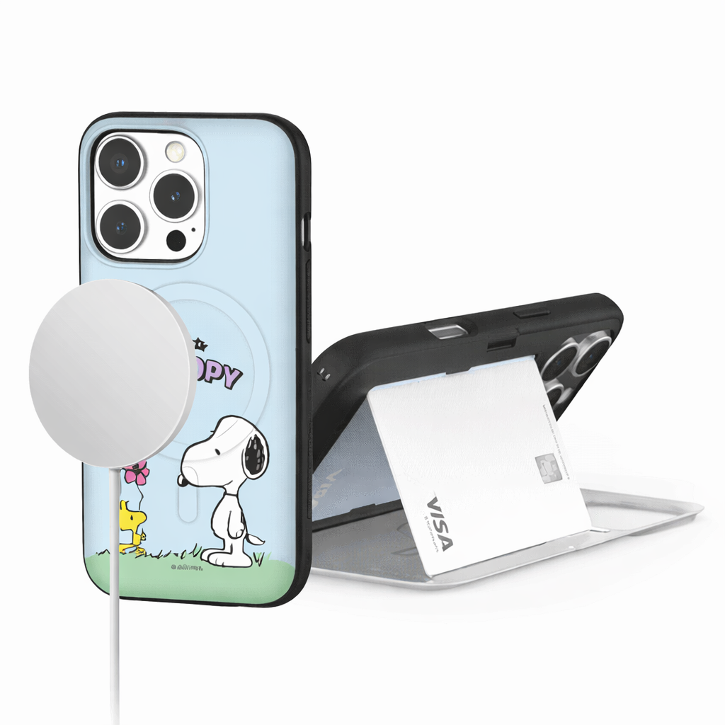 Snoopy - Magsafe Door Card Case - 磁吸翻蓋插卡槽防撞手機雙層保護殼 TY