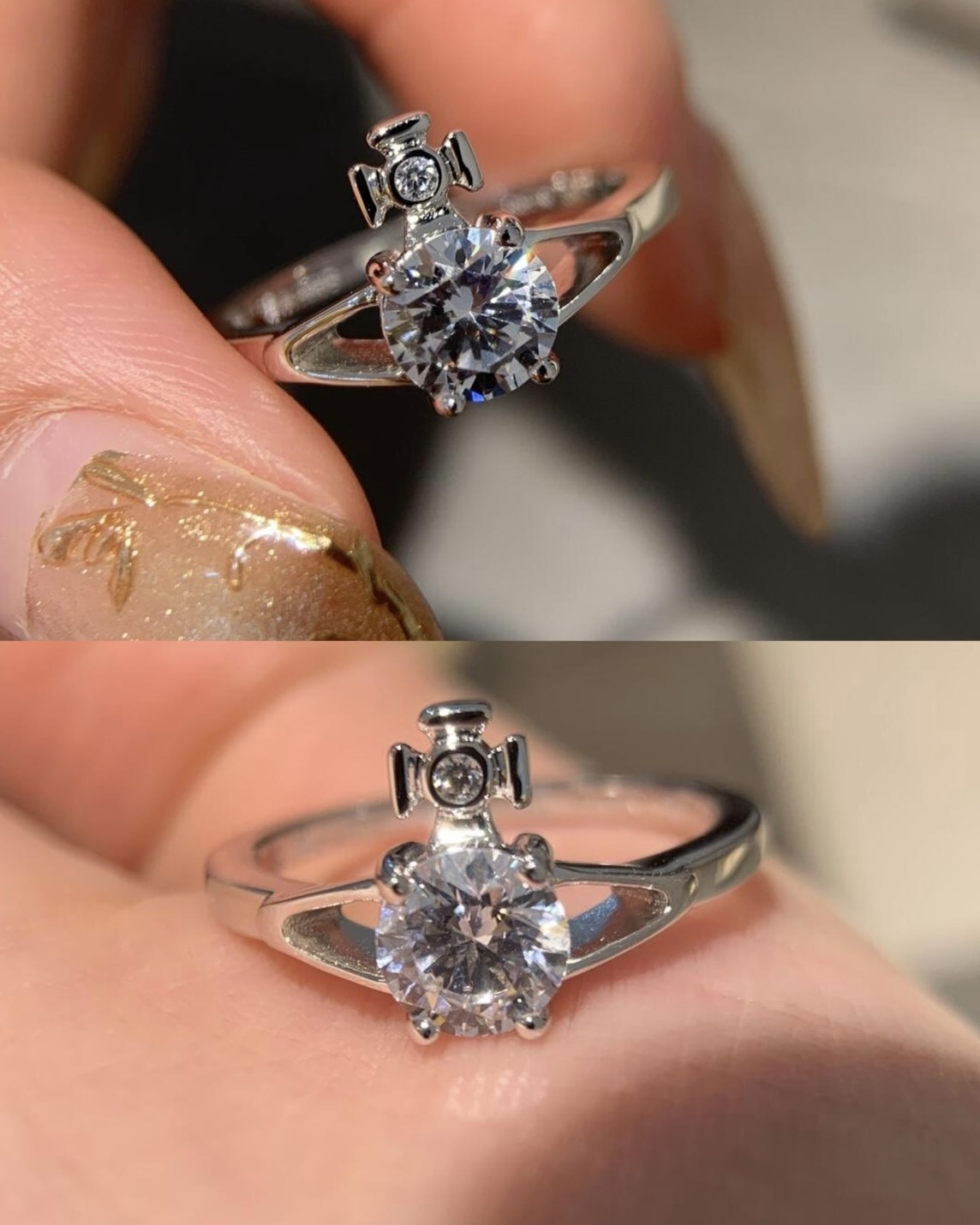 <英國代購🇬🇧>Vivienne Westwood Reina Ring 經典白鑽 土星戒指 西太后 薇薇安