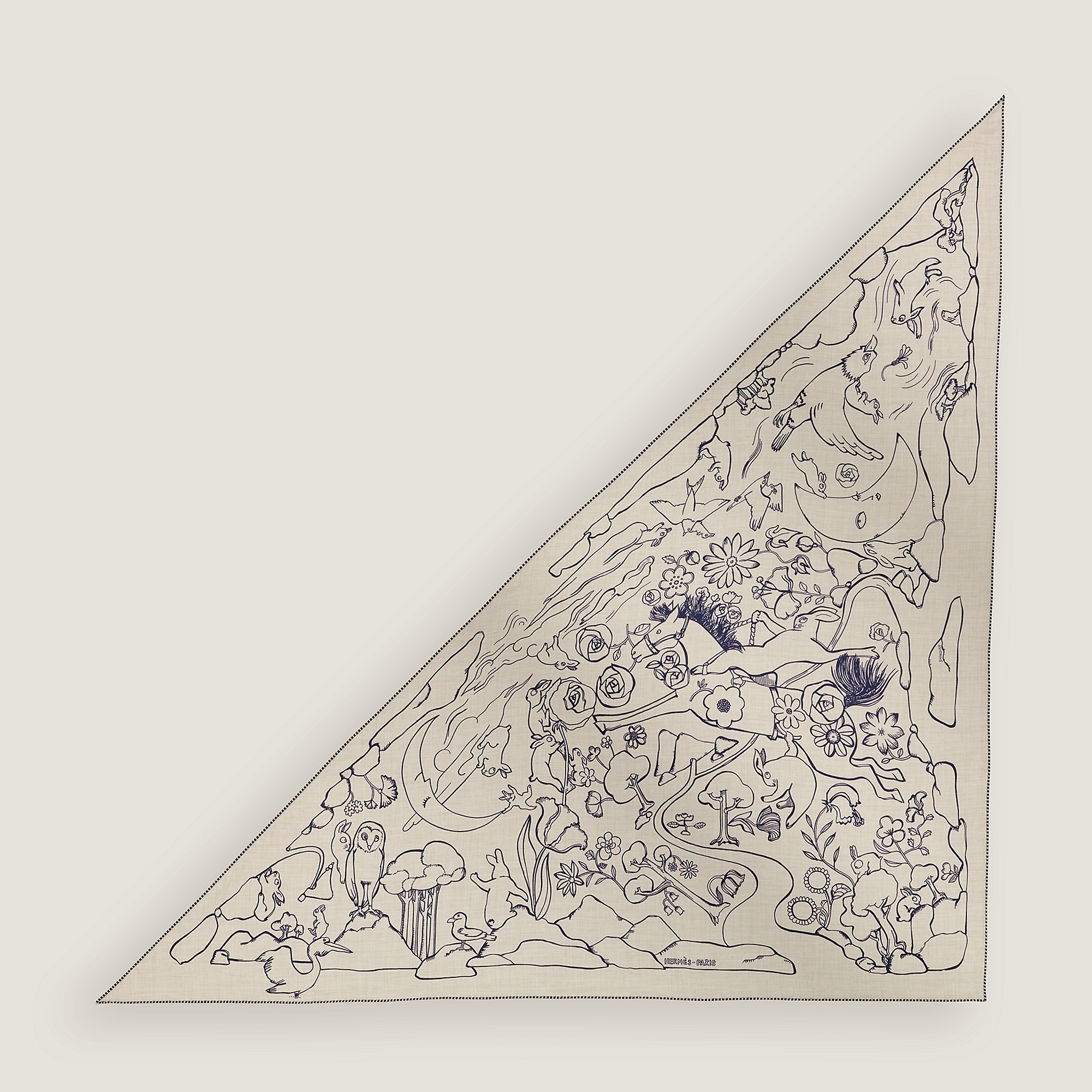 Mille et Un Lapins triangle naturel / encre