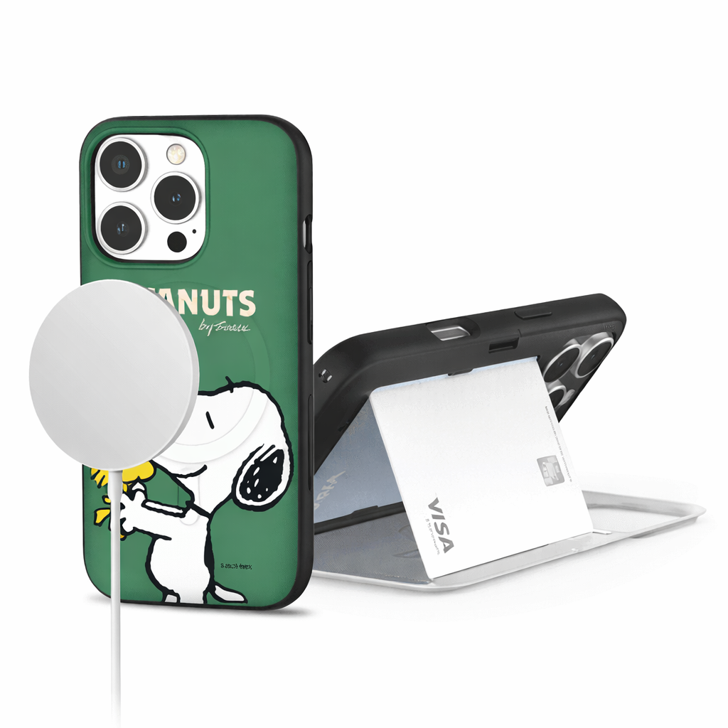 Snoopy - Magsafe Door Card Case - 磁吸翻蓋插卡槽防撞手機雙層保護殼 TY