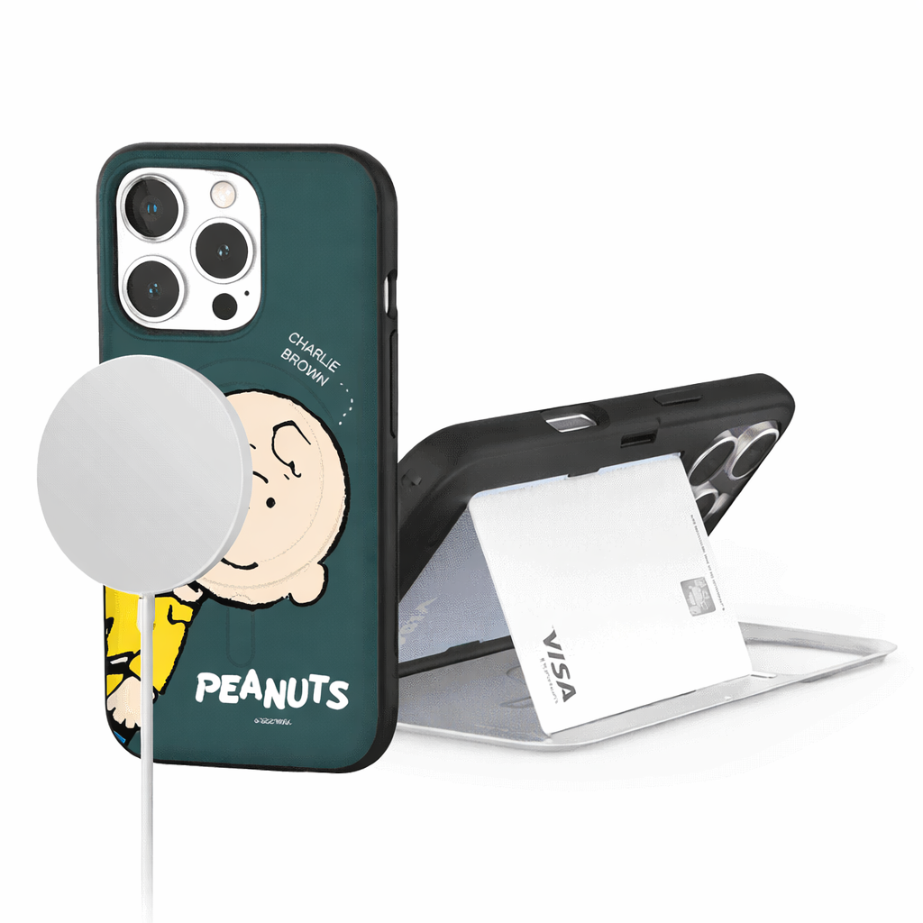 Snoopy - Magsafe Door Card Case - 磁吸翻蓋插卡槽防撞手機雙層保護殼 TY