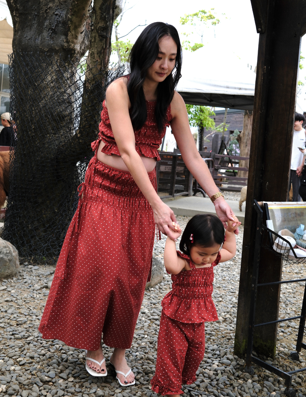 點點彈性荷葉套裝（幼童款2色/3尺寸）