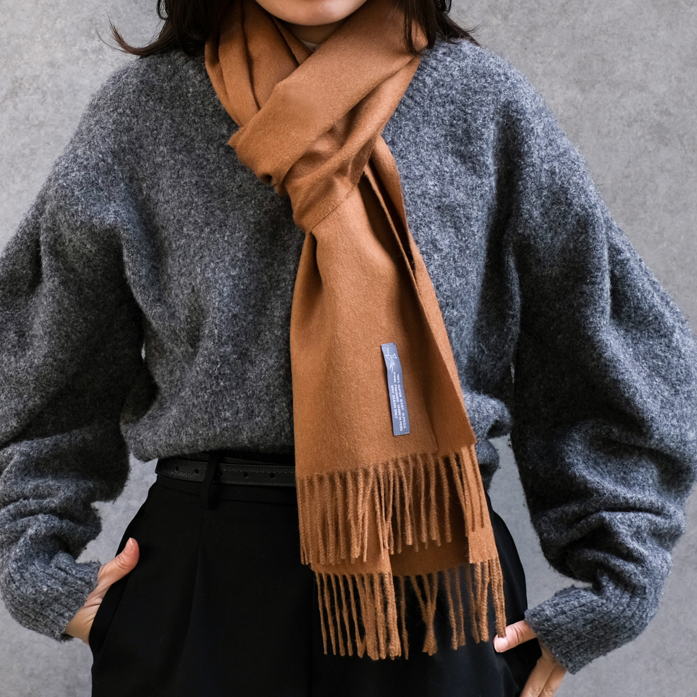 安地斯羊駝圍巾｜進階款－駝色｜秘魯