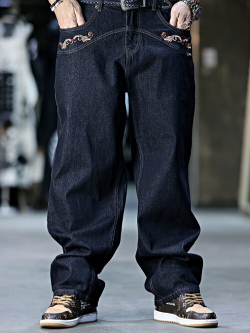 西部口袋刺繡原色牛仔褲