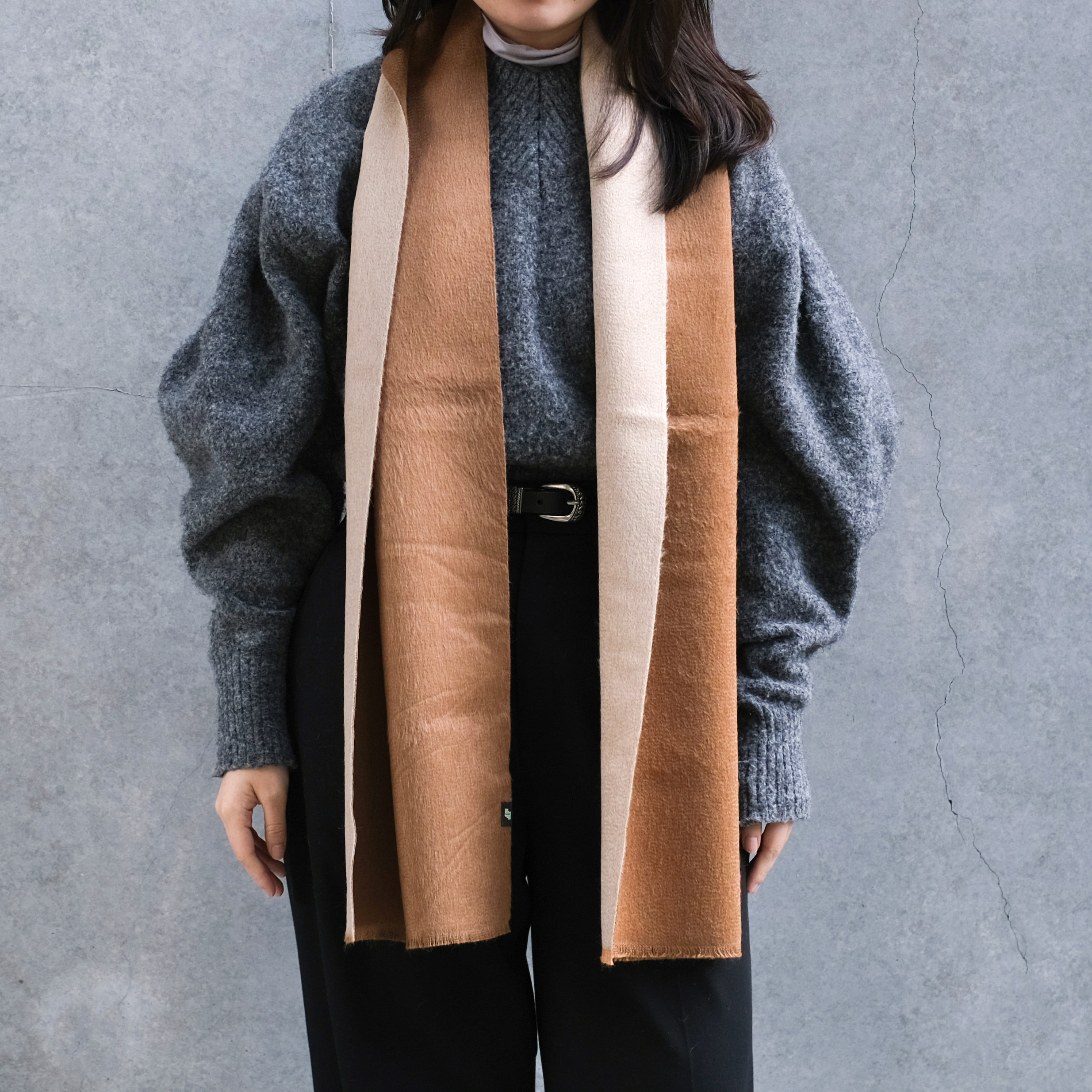 安地斯羊駝圍巾｜雙面suri款 - 原駝｜秘魯