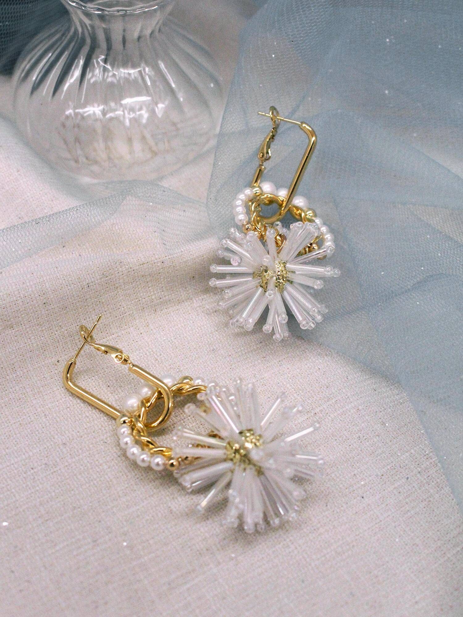 用聖代告白。(2way)MUCHAT手作14KGP煙花珍珠純銀針耳環