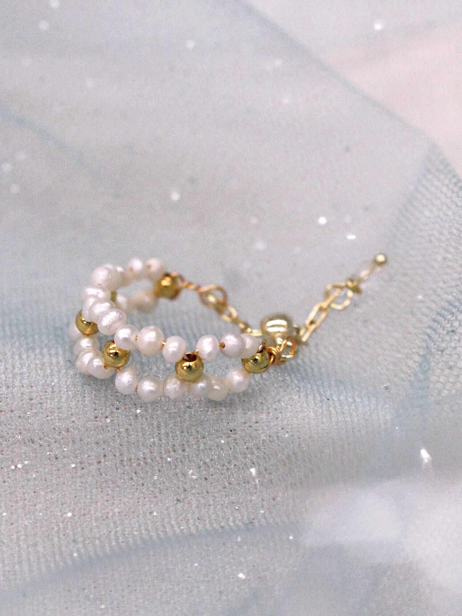 蠻蠻小陽台。MUCHAT手作14KGP天然珍珠鏤空戒指