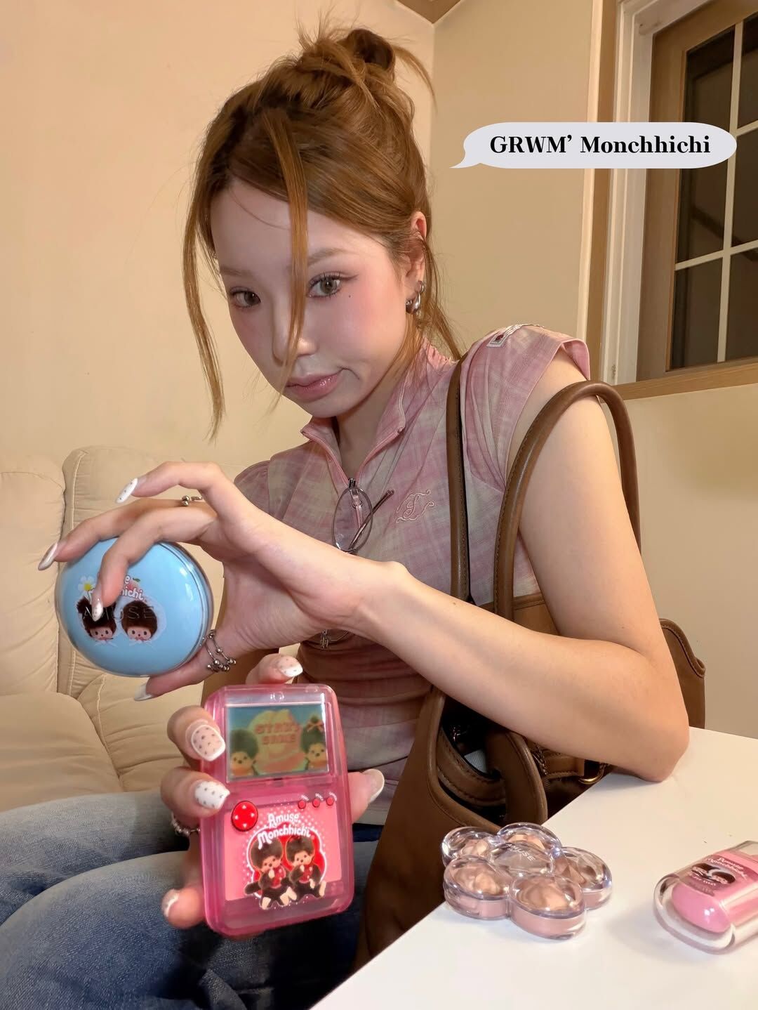 【預購】韓國 AMUSE x Monchhichi 蒙奇奇 限量 聯名款 彩妝 超值組 氣墊 粉撲 腮紅 眼影 唇油 唇釉 戒指 吊飾