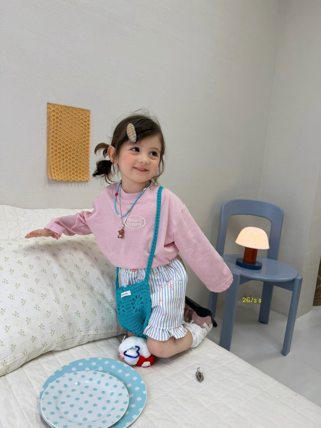 直條紋蝴蝶結短褲