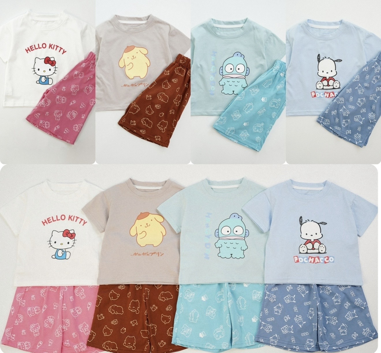 兒童San*rio 印花上衣拼滿印圖案褲短袖套裝 - 2600196