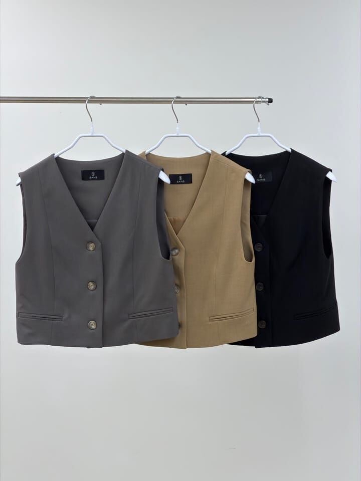 SA6027 排扣V領短版背心