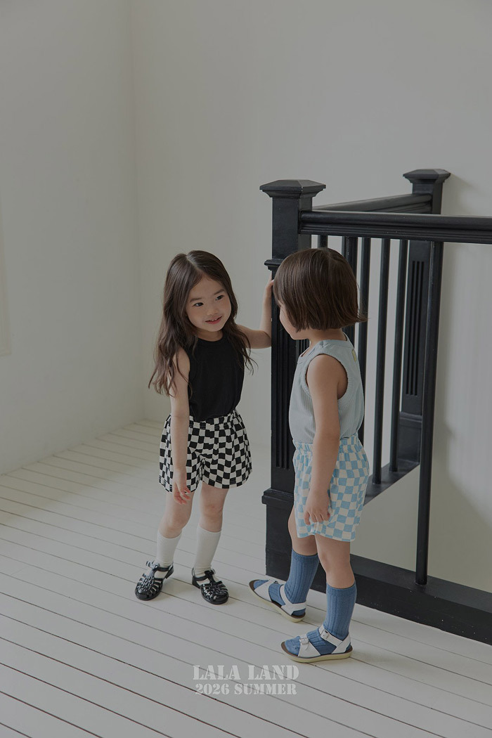 正韓夏lalaland 小童3色棋盤格短褲