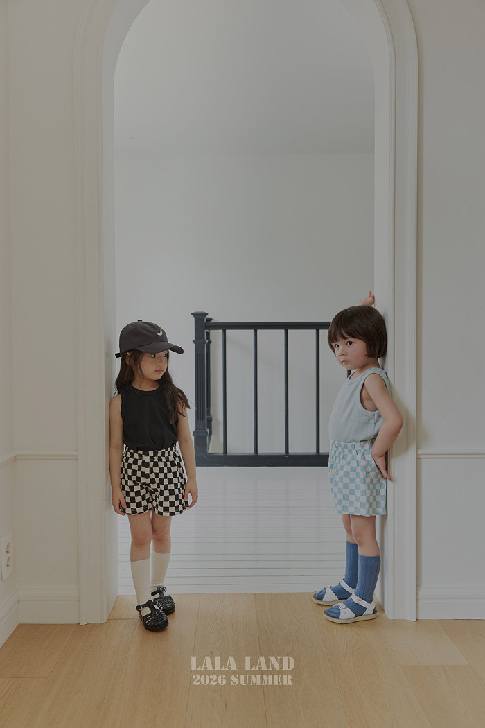 正韓夏lalaland 小童3色棋盤格短褲