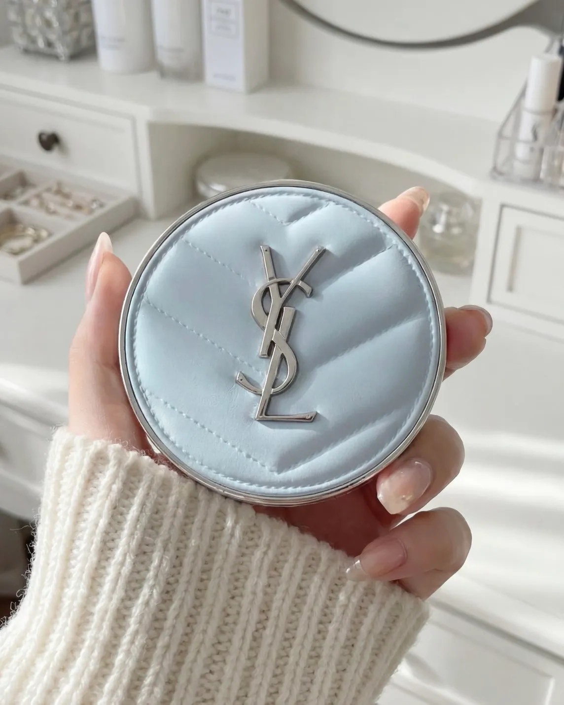 國外限定🩵 YSL 聖羅蘭 冰河藍 氣墊粉餅