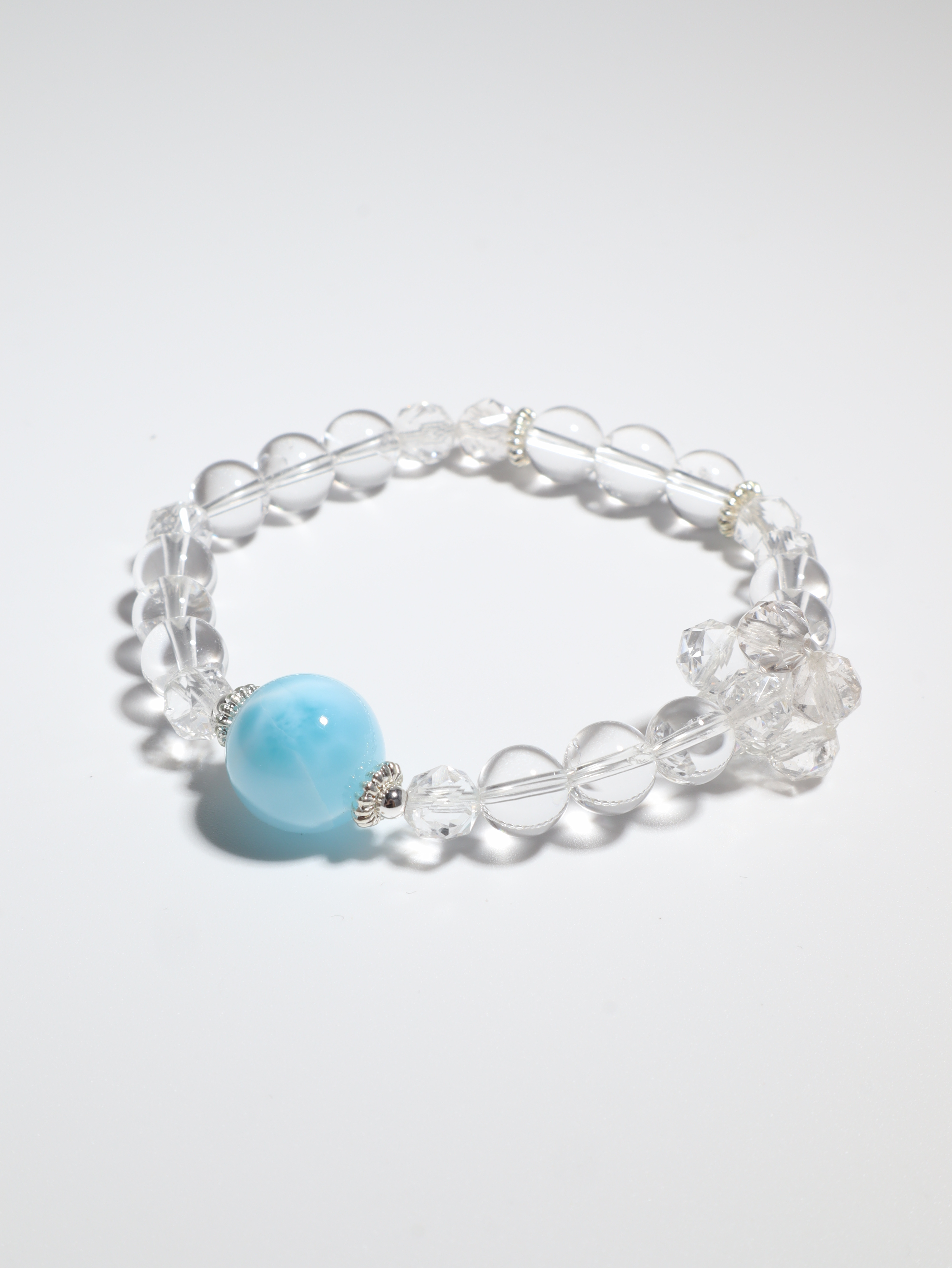 Bracelet • Larimar x Manifestation Quartz x Hand-Faceted White Quartz