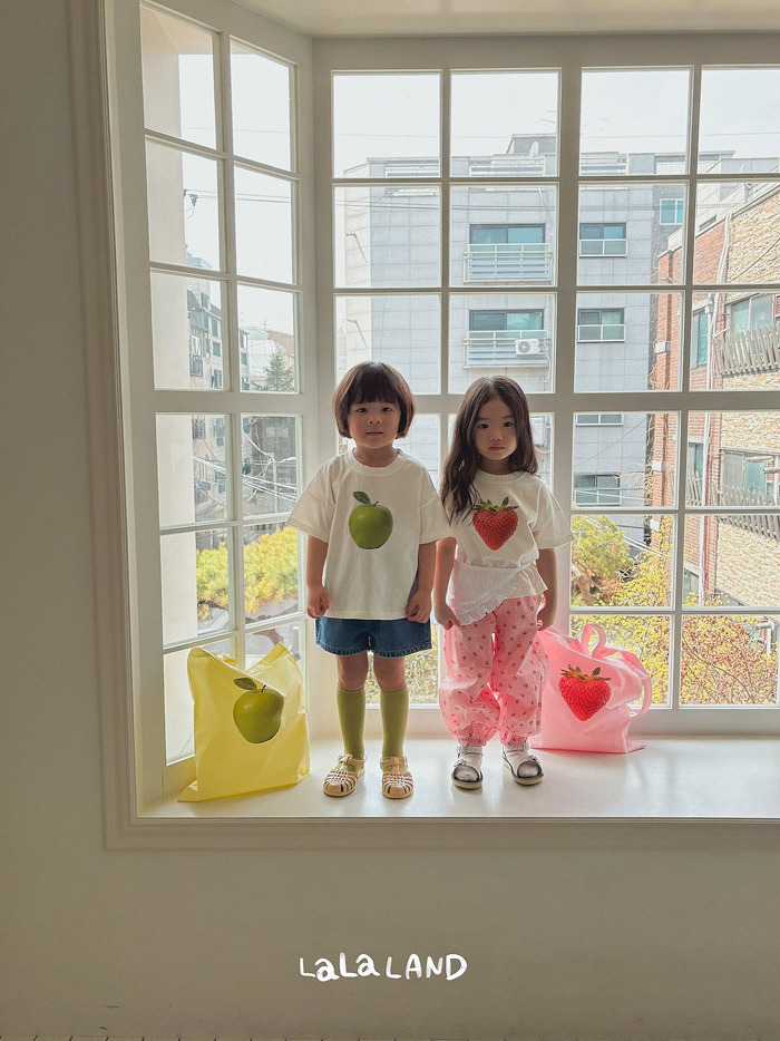 正韓夏lalaland 小童2草莓花朵縮口長褲