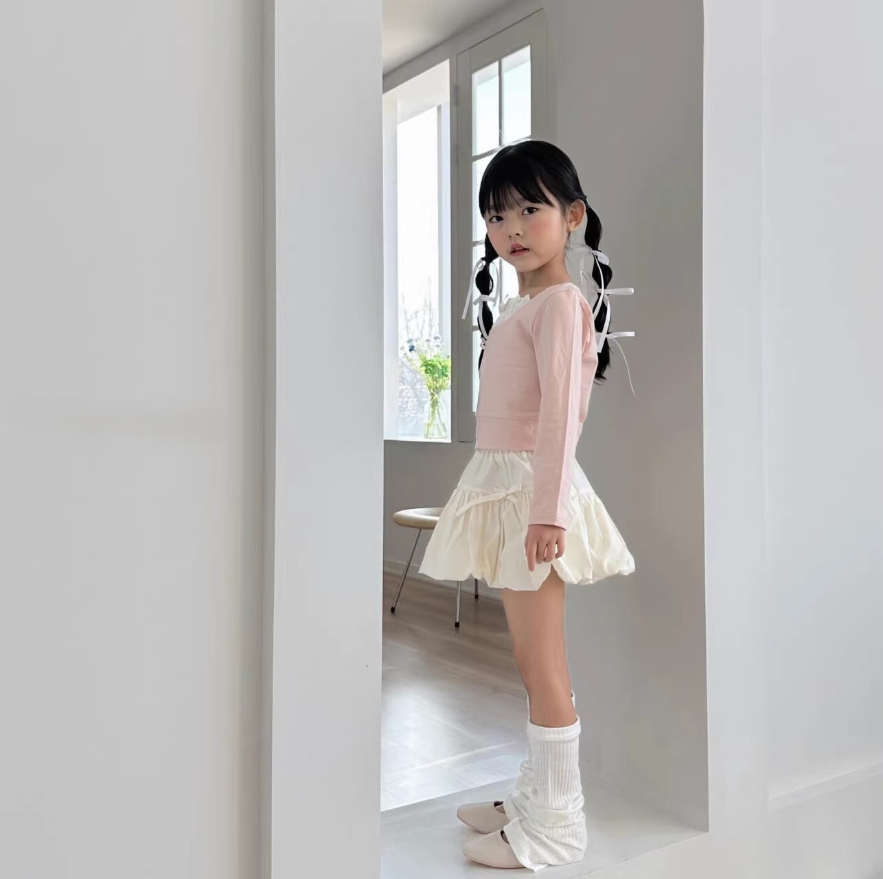 【H0628】安妞~蝴蝶結花苞半身裙(73-120)