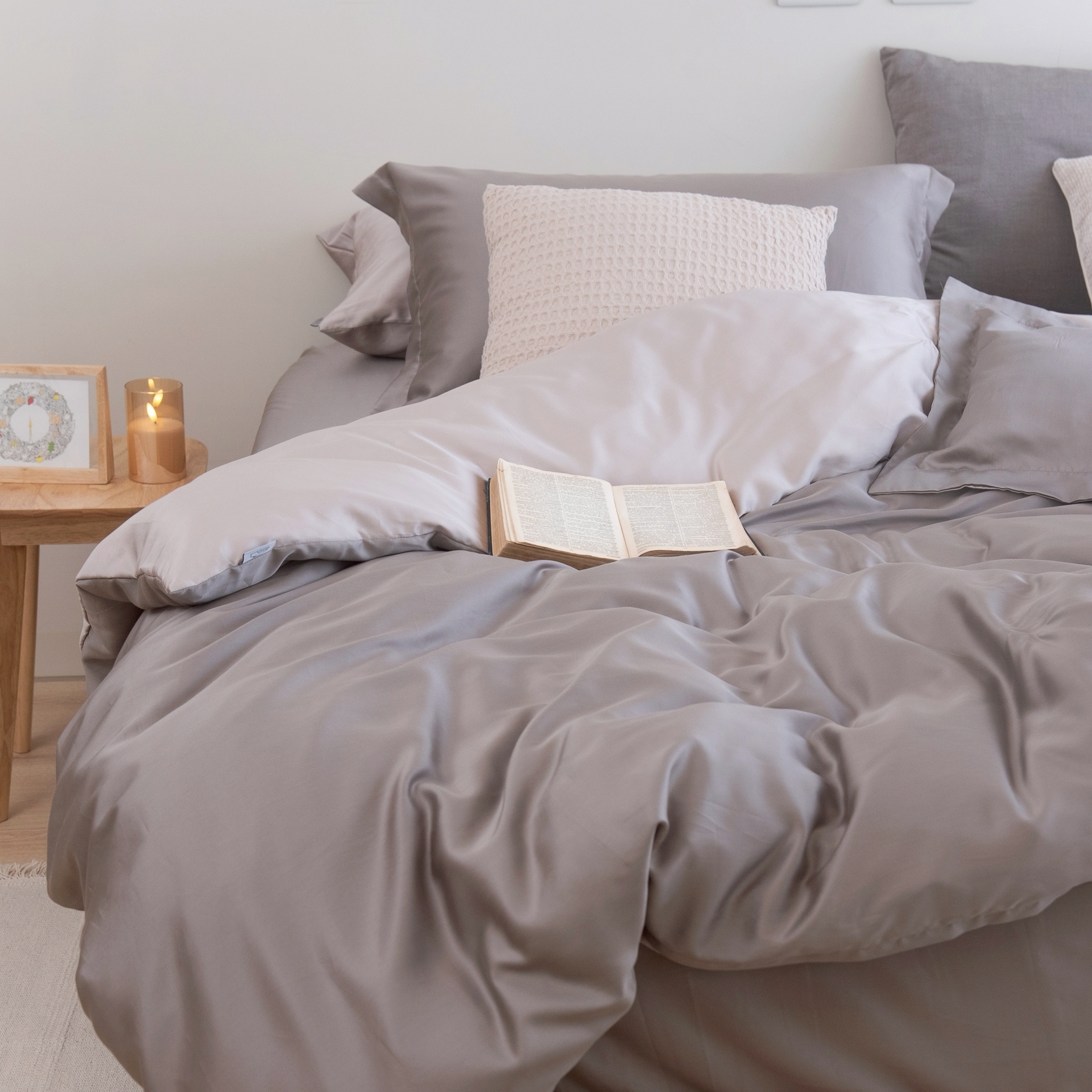 60支天絲兩用被 | 亞麻灰 x 暖砂米