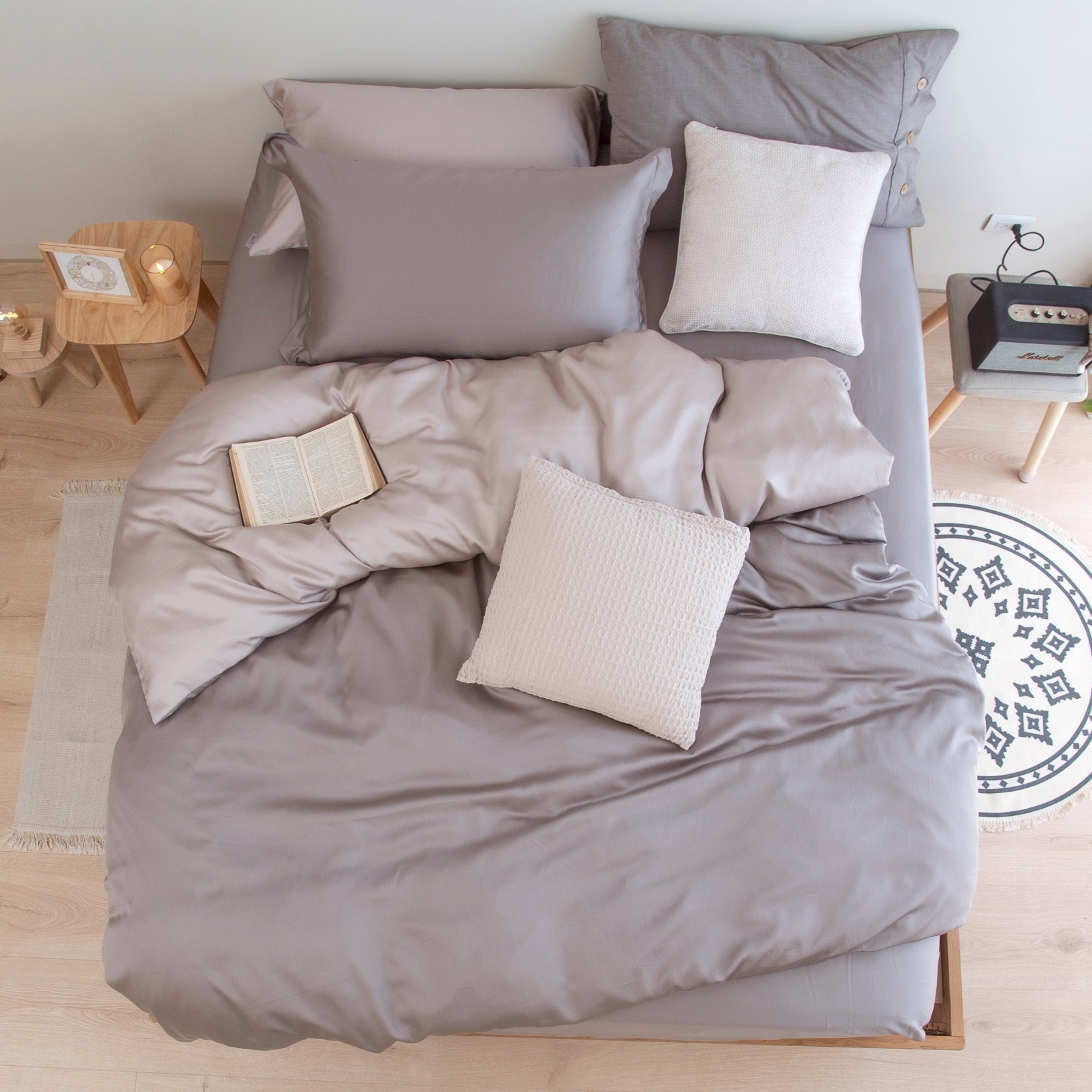 60支天絲兩用被 | 亞麻灰 x 暖砂米