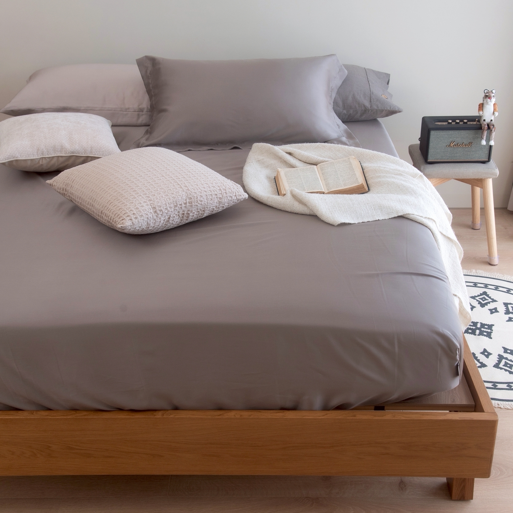 60支天絲床包組 | 亞麻灰 x 暖砂米