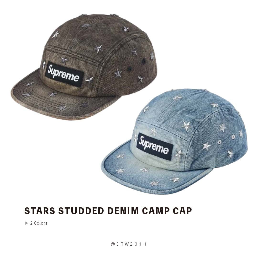 ☆ETW☆【EASY TO WEAR】SUPREME 26SS STARS STUDDED DENIM CAMP CAP 星星 五分割 水洗