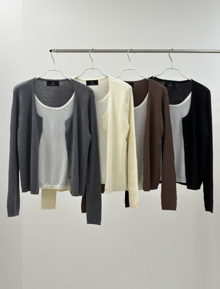 SA6043 假兩件針織外套上衣