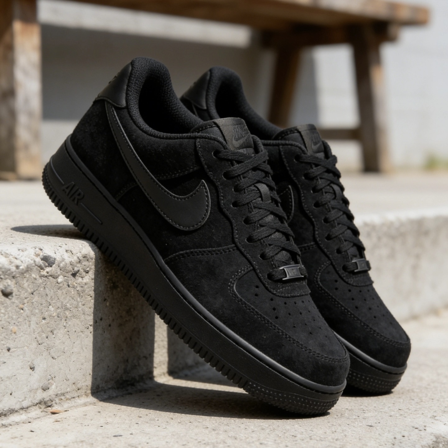 NIKE AIR FORCE W 1'07 麂皮 全黑 黑魂 空軍 女鞋 IO4833-004