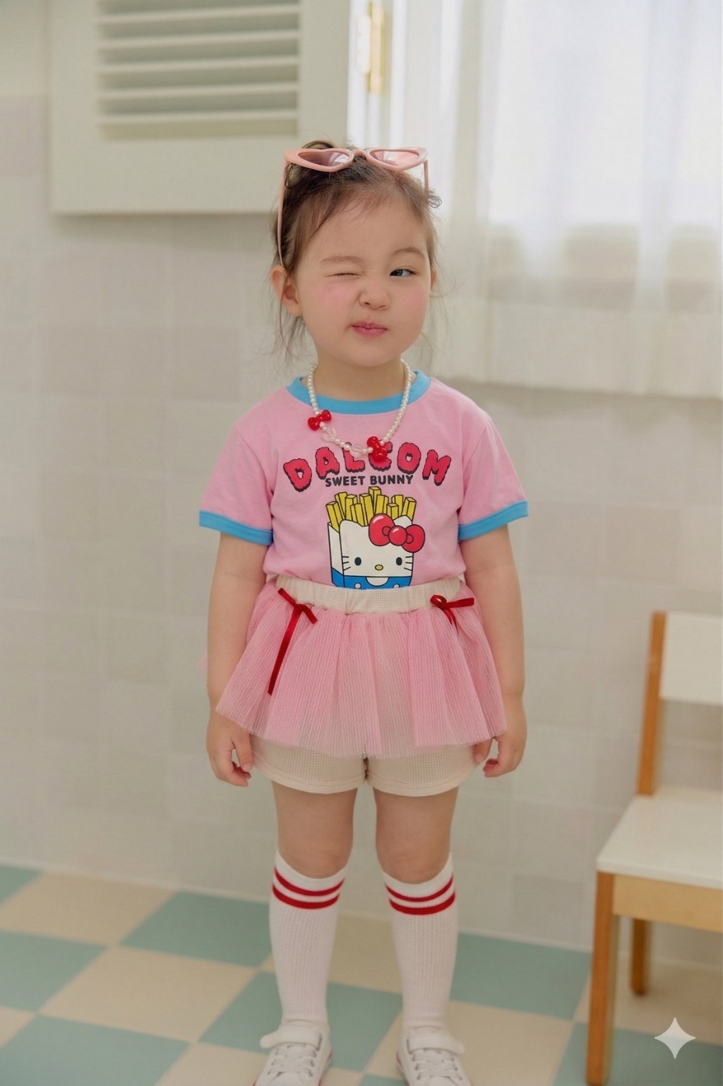 正韓夏SERA 2色薯條貓咪上衣