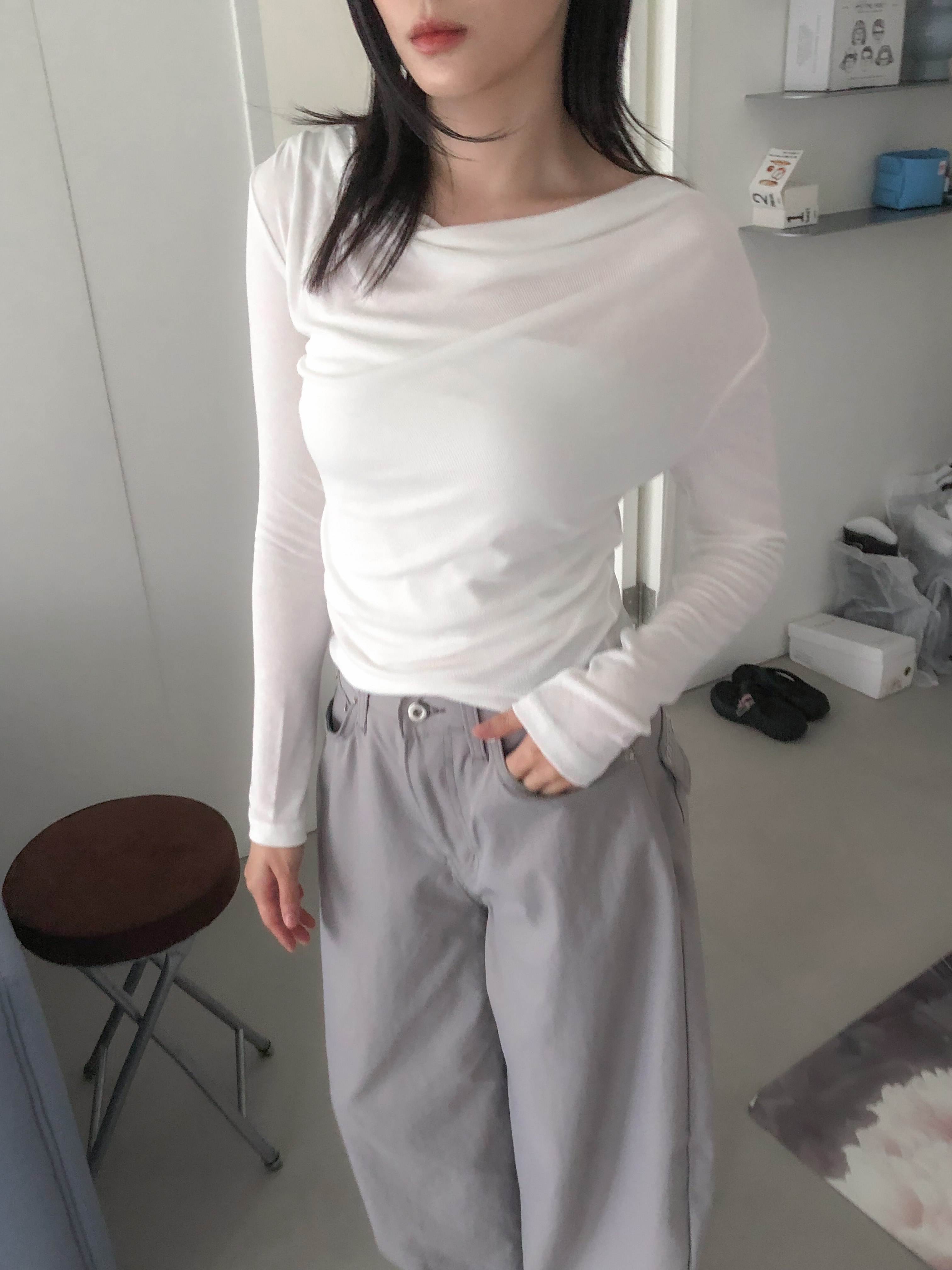 line drape tee #上衣