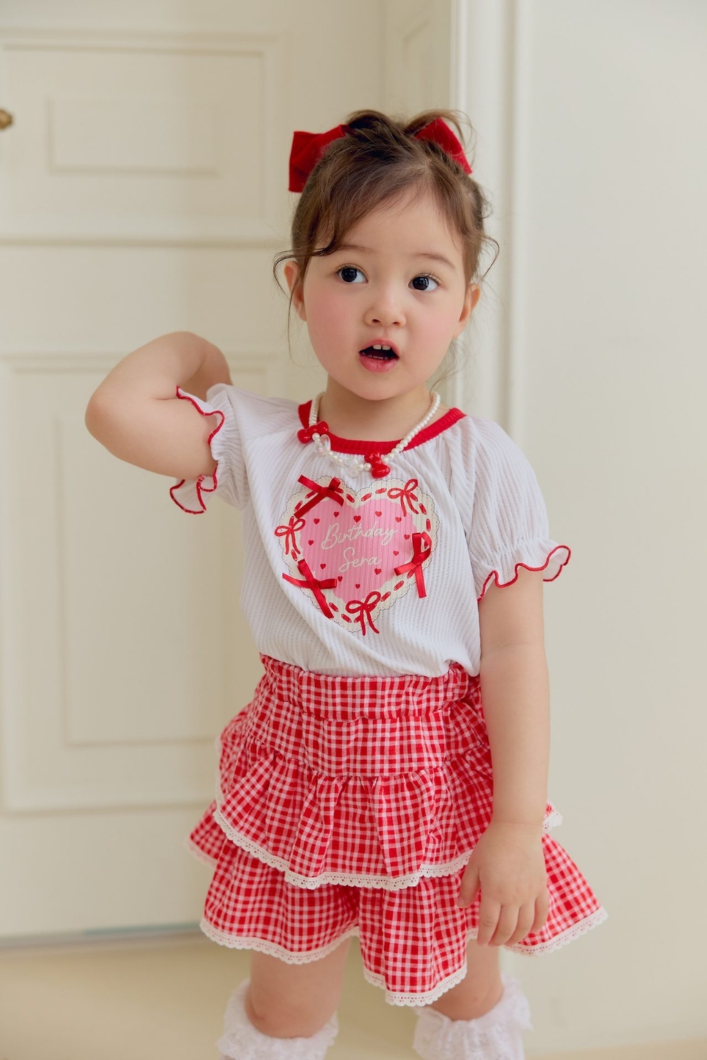 正韓夏SERA 2色愛心蝴蝶結上衣